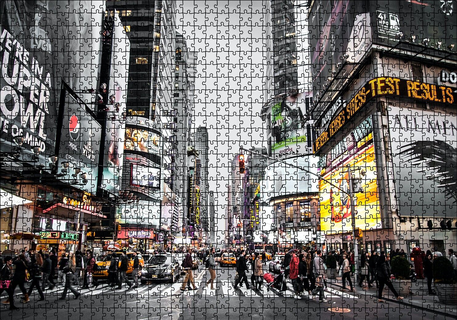 Büyükşehir Karmaşası ve İnsanlar Puzzle Yapboz MDF Ahşap 1000 Parça 49 cm X 68 cm