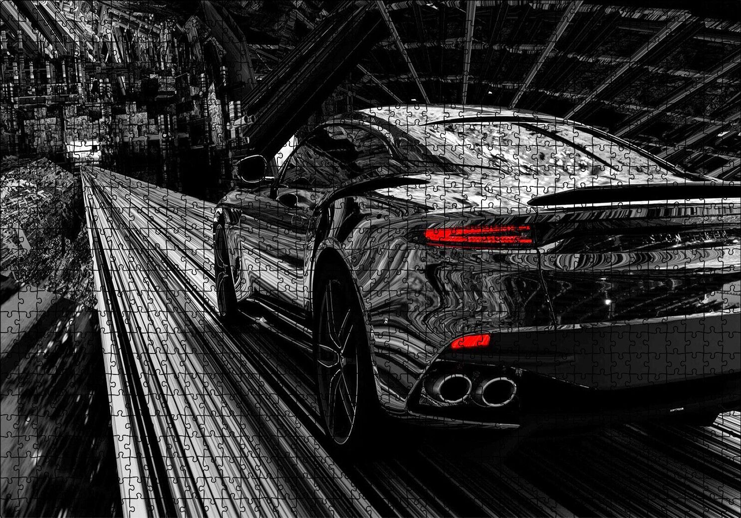 Aston Martin Superleggera Volante Siyah Puzzle Yapboz MDF Ahşap 1000 Parça 49 cm X 68 cm