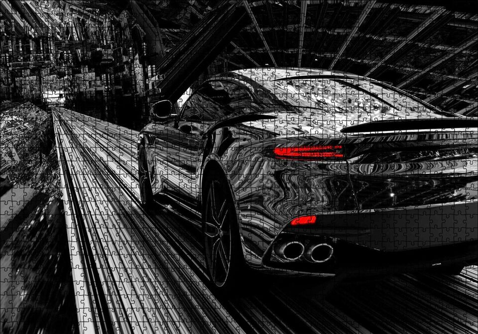 Aston Martin Superleggera Volante Siyah Puzzle Yapboz MDF Ahşap 1000 Parça 49 cm X 68 cm