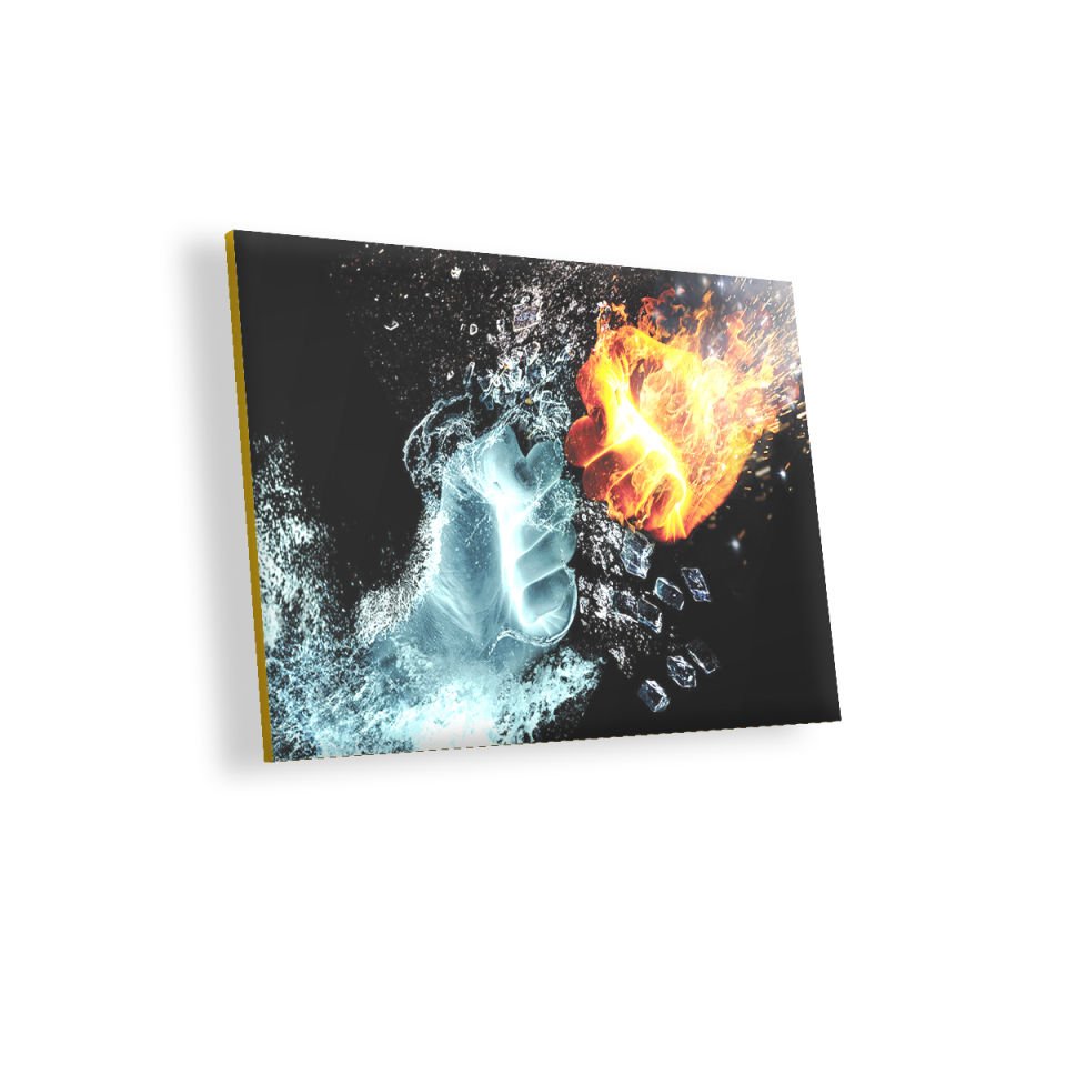 Ateş ve Su MDF Akşap Duvar Tablo 25x35 cm