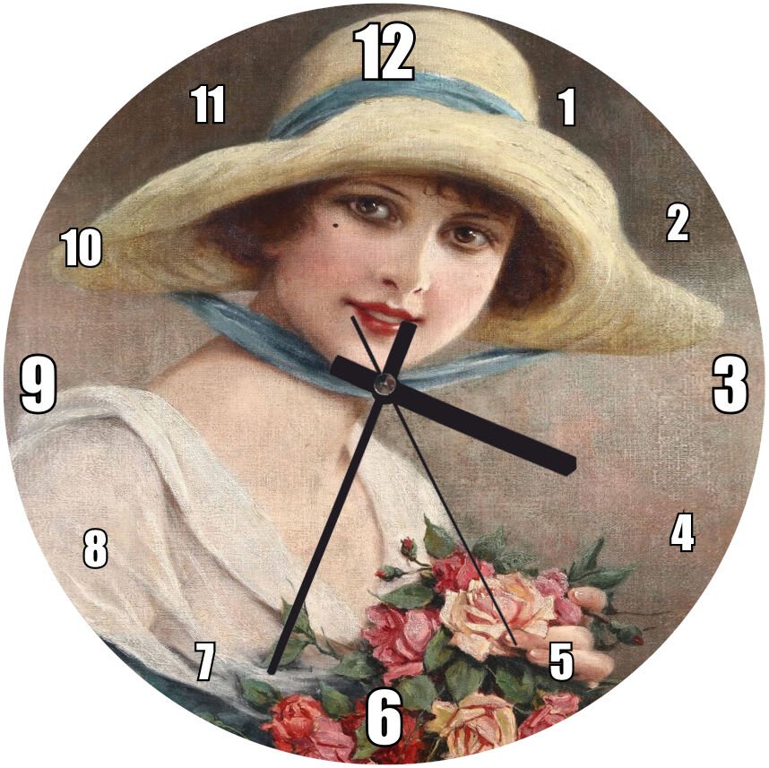 François Martin Kavel Fransa 1861 1931  Catherine La Rose  Görsel Mdf Ahşap Duvar Saati 50 cm Çap