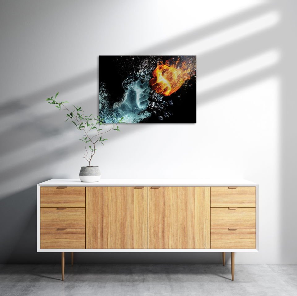 Ateş ve Su MDF Akşap Duvar Tablo 35x50 cm