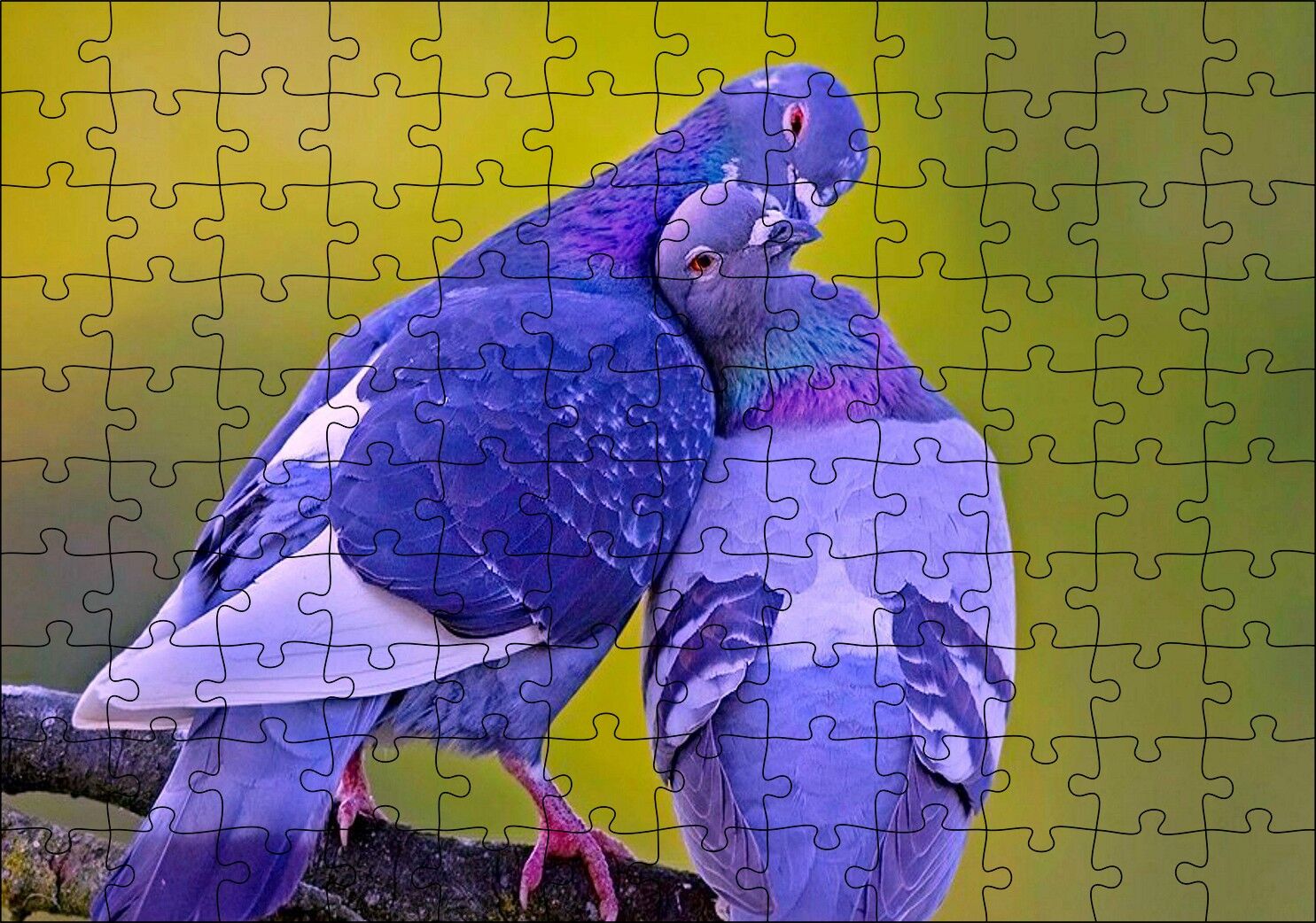 Dalda Sarılan İki Güvercin Puzzle Yapboz MDF Ahşap 120 Parça 24 cm X 34 cm
