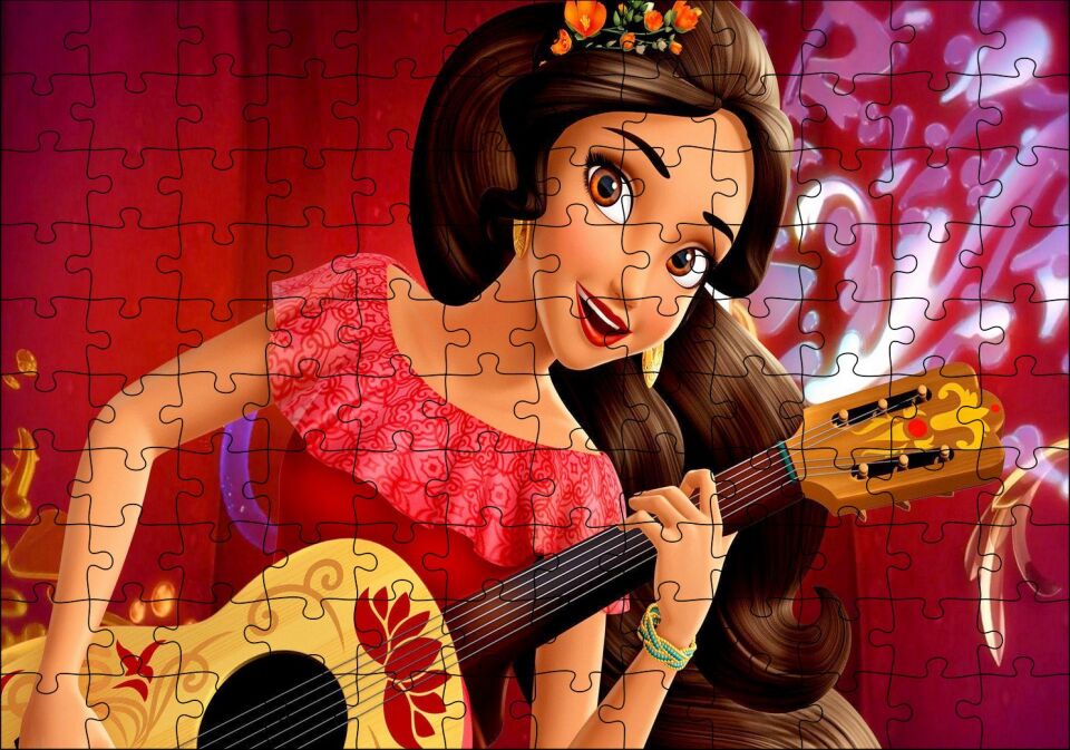 Prenses Elena Gitar Çalıyor Puzzle Yapboz MDF Ahşap 120 Parça 24 cm X 34 cm