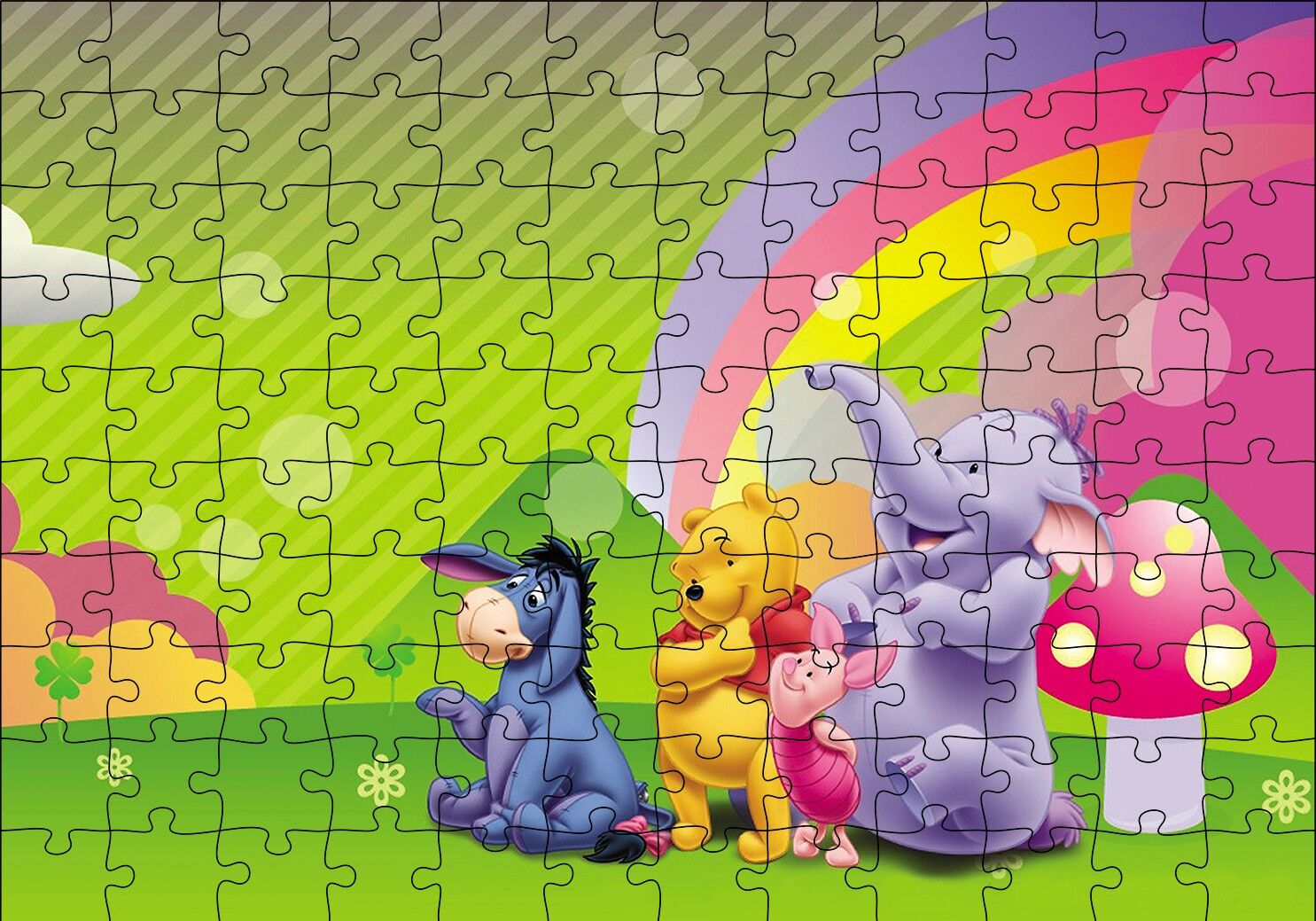 Winnie The Pooh Puzzle Yapboz MDF Ahşap