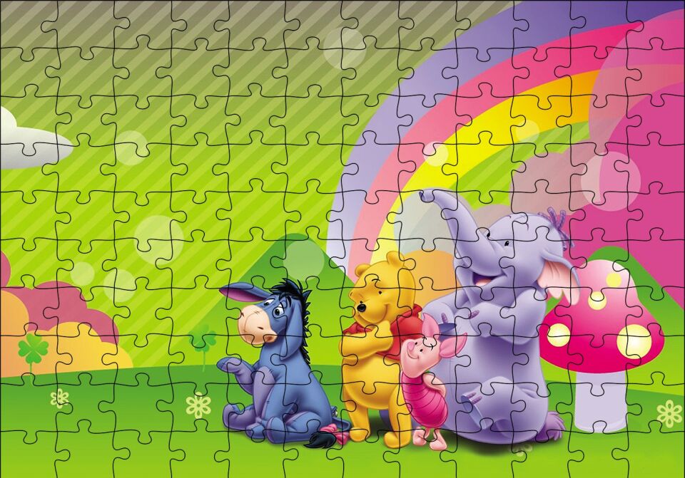 Winnie The Pooh Puzzle Yapboz MDF Ahşap