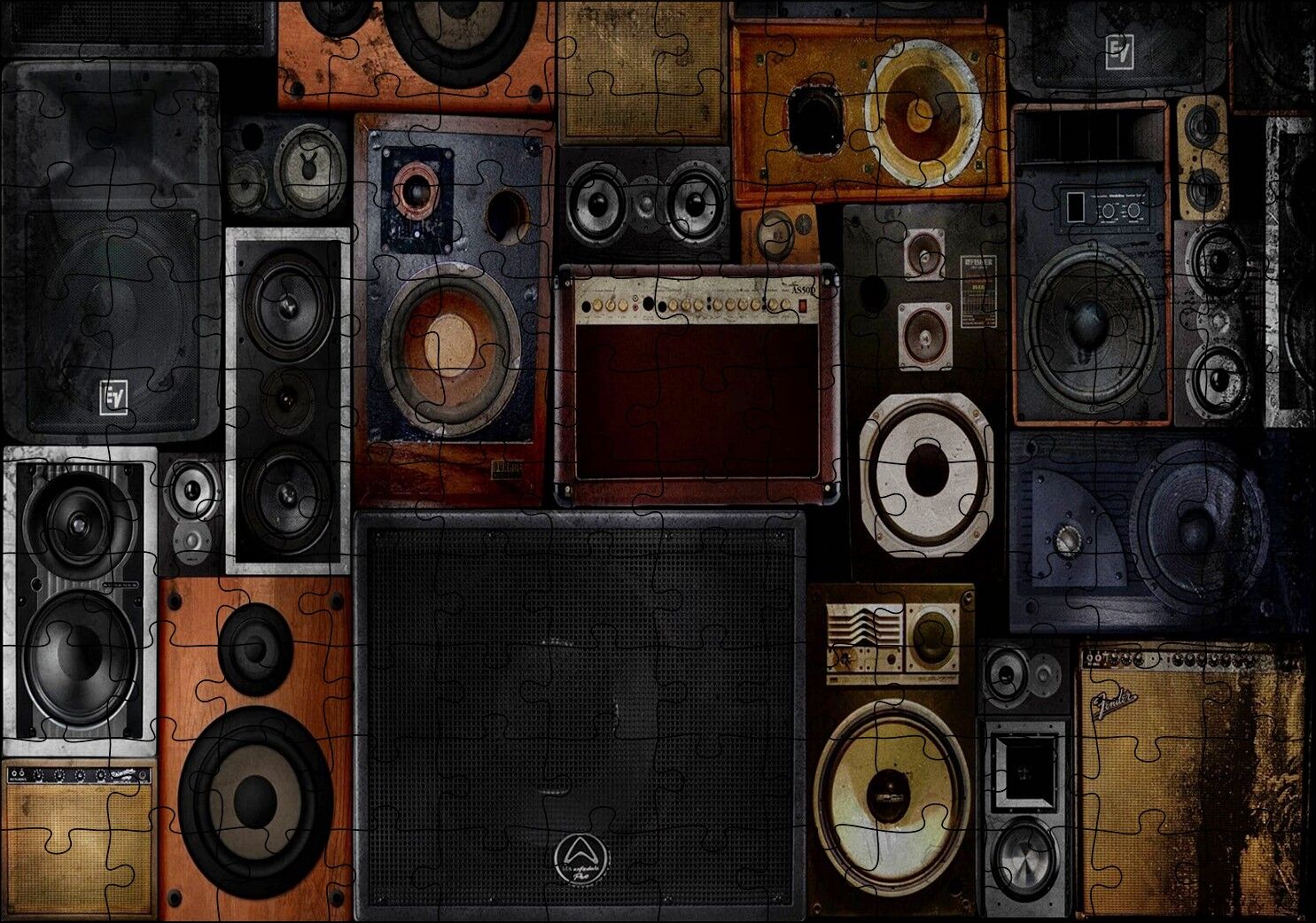 Eski Hoparlörler Puzzle Yapboz MDF Ahşap