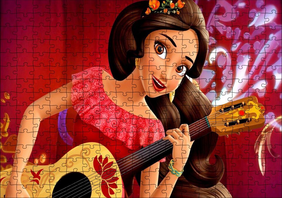 Prenses Elena Gitar Çalıyor Puzzle Yapboz MDF Ahşap 255 Parça 34 cm X 49 cm