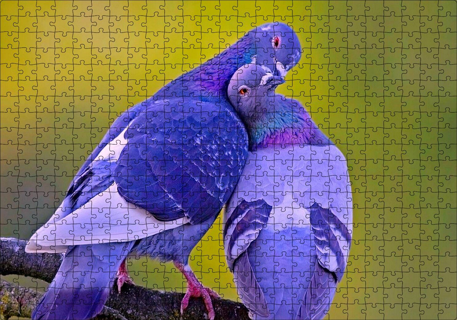 Dalda Sarılan İki Güvercin Puzzle Yapboz MDF Ahşap 500 Parça 49 cm X 68 cm