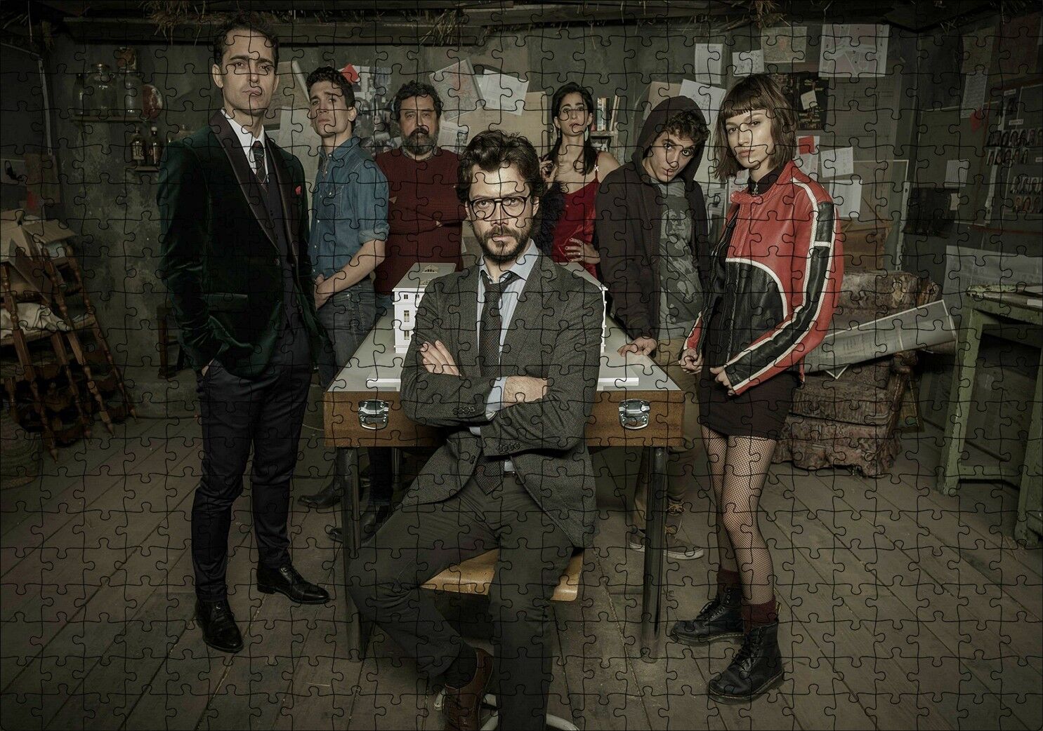 La Casa De Papel Başlangıç Kadrosu Puzzle Yapboz MDF Ahşap 500 Parça 49 cm X 68 cm