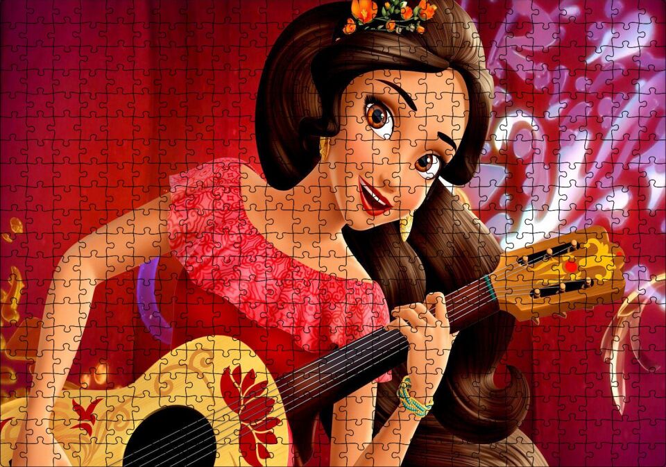 Prenses Elena Gitar Çalıyor Puzzle Yapboz MDF Ahşap 500 Parça 49 cm X 68 cm