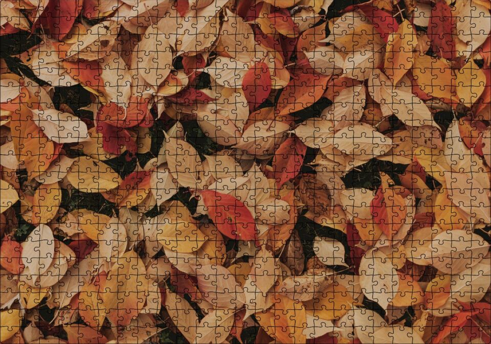 Üstüste Sonbahar Yaprakları Puzzle Yapboz MDF Ahşap 500 Parça 49 cm X 68 cm