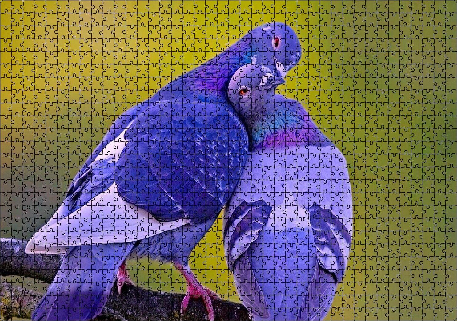 Dalda Sarılan İki Güvercin Puzzle Yapboz MDF Ahşap 1000 Parça 49 cm X 68 cm
