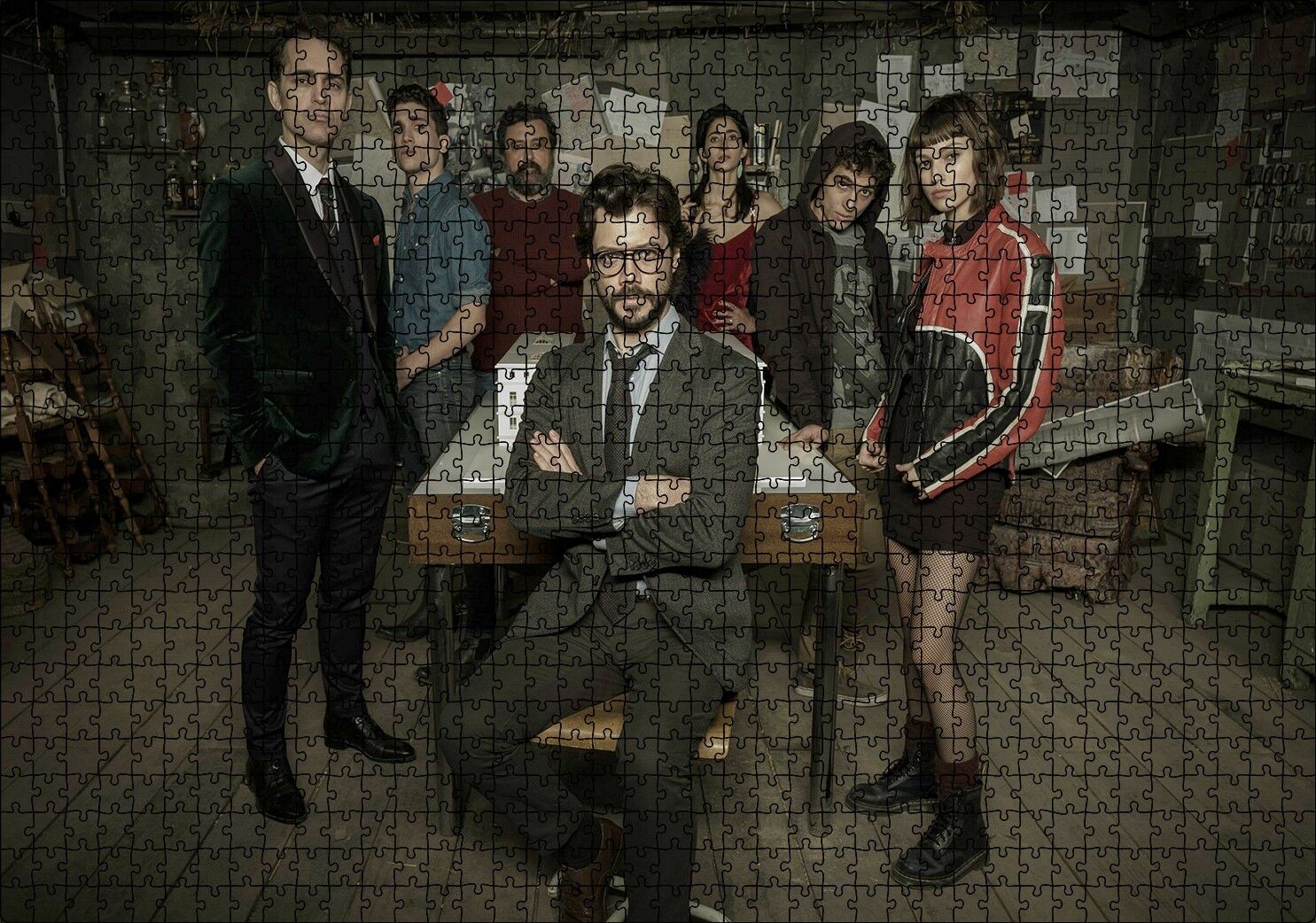 La Casa De Papel Başlangıç Kadrosu Puzzle Yapboz MDF Ahşap 1000 Parça 49 cm X 68 cm