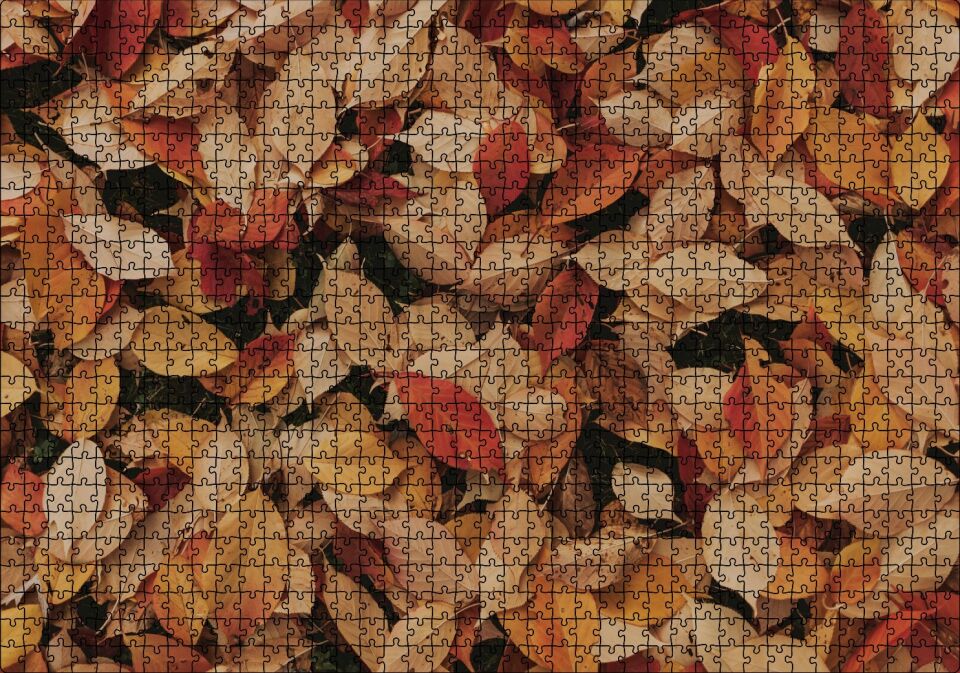 Üstüste Sonbahar Yaprakları Puzzle Yapboz MDF Ahşap 1000 Parça 49 cm X 68 cm