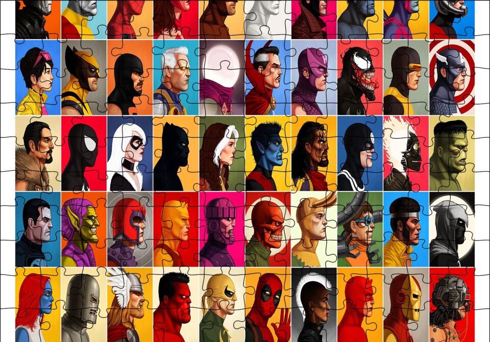 Tüm Süper Kahramanlar Vesikalık Puzzle Yapboz MDF Ahşap