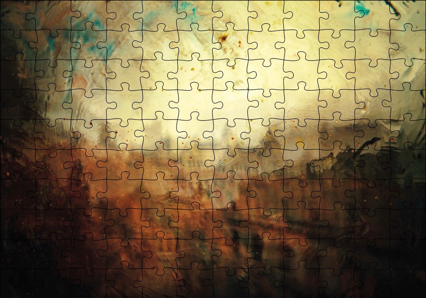 Yağmurda Şehir Sanat Puzzle Yapboz MDF Ahşap