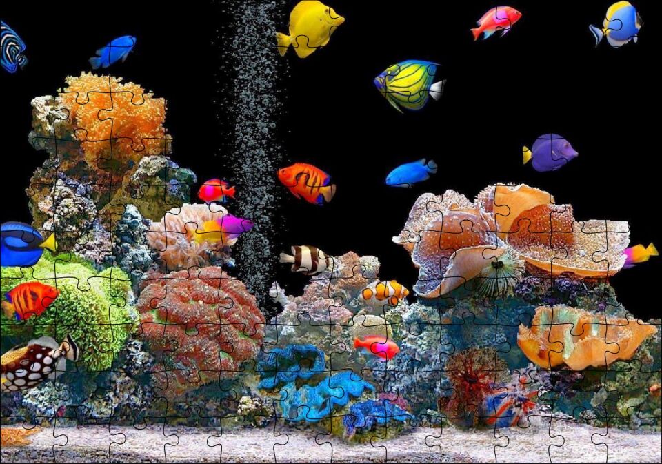 Rengarenk Deniz Akvaryumu Puzzle Yapboz MDF Ahşap 120 Parça 24 cm X 34 cm