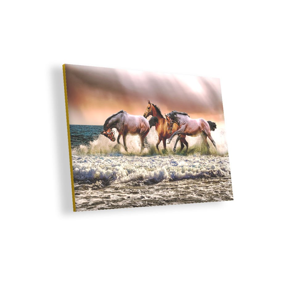 Kumsaldaki Atlar MDF Akşap Duvar Tablo 25x35 cm