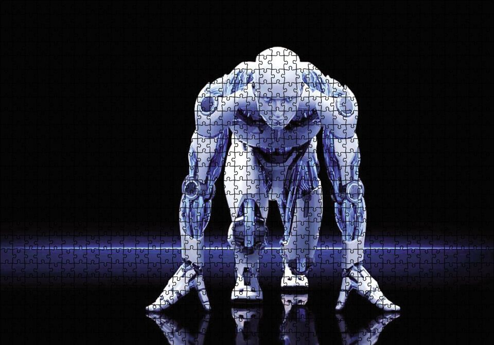 Koşucu Robot Puzzle Yapboz MDF Ahşap 1000 Parça 49 cm X 68 cm