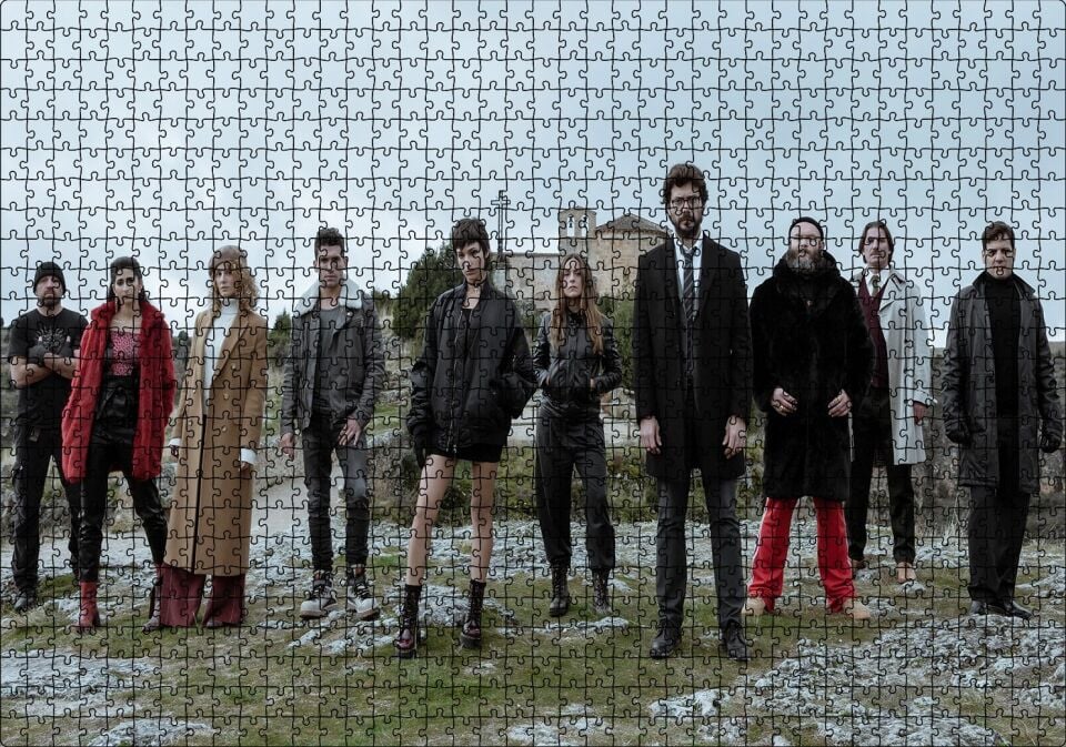 La Casa De Papel Tam Kadro Puzzle Yapboz MDF Ahşap 1000 Parça 49 cm X 68 cm