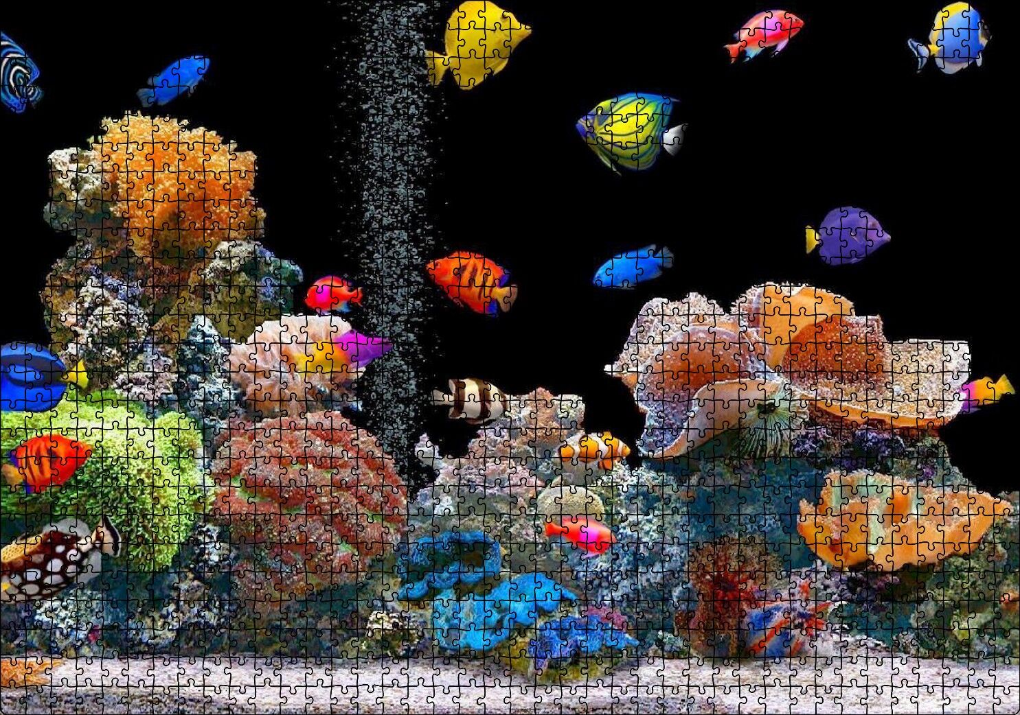 Rengarenk Deniz Akvaryumu Puzzle Yapboz MDF Ahşap 1000 Parça 49 cm X 68 cm