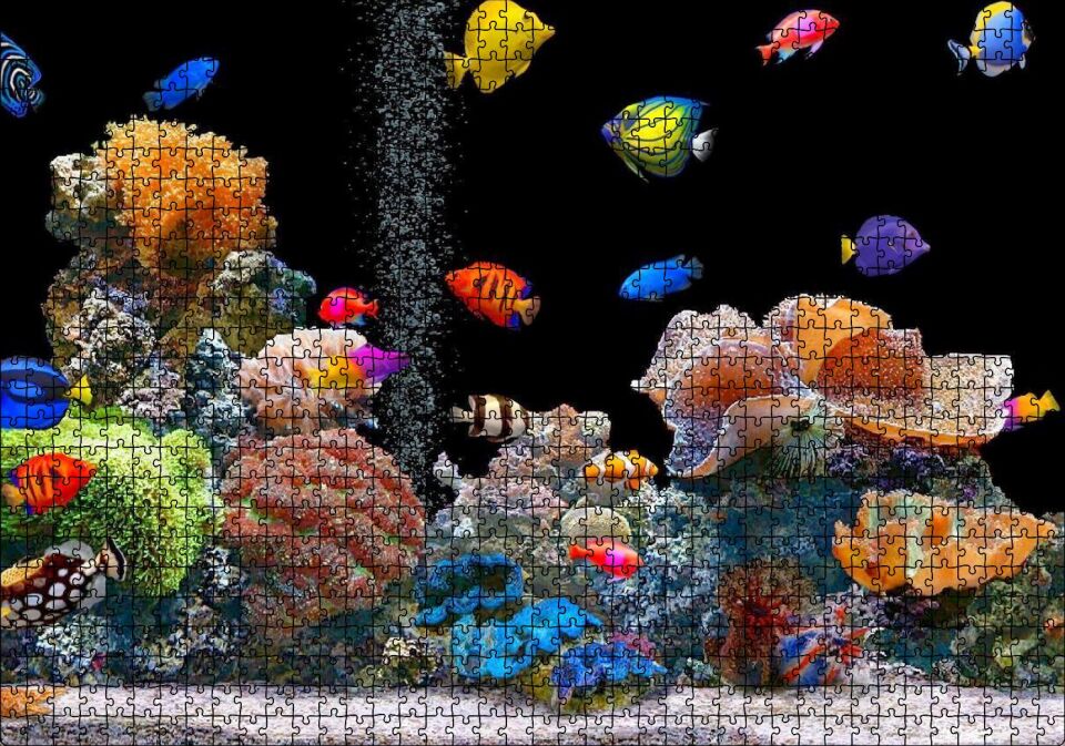 Rengarenk Deniz Akvaryumu Puzzle Yapboz MDF Ahşap 1000 Parça 49 cm X 68 cm