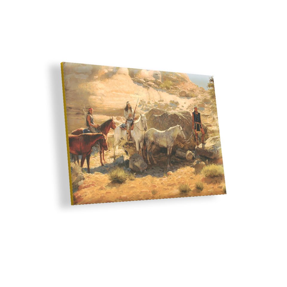 Atlı Kızılderililer MDF Akşap Duvar Tablo 35x50 cm