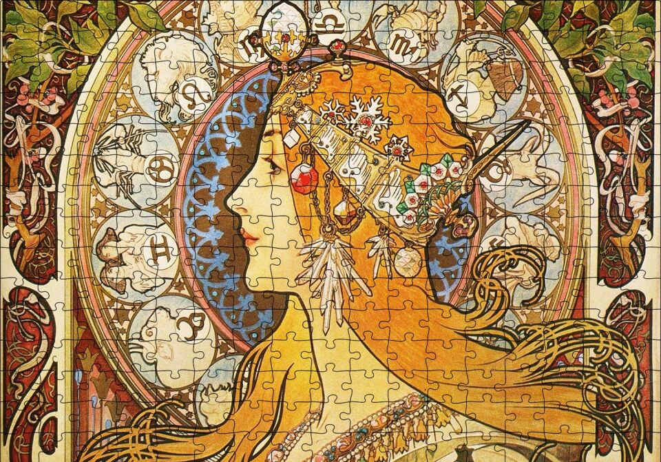Astrolog Kadın ve Burçlar Puzzle Yapboz MDF Ahşap 255 Parça 34 cm X 49 cm