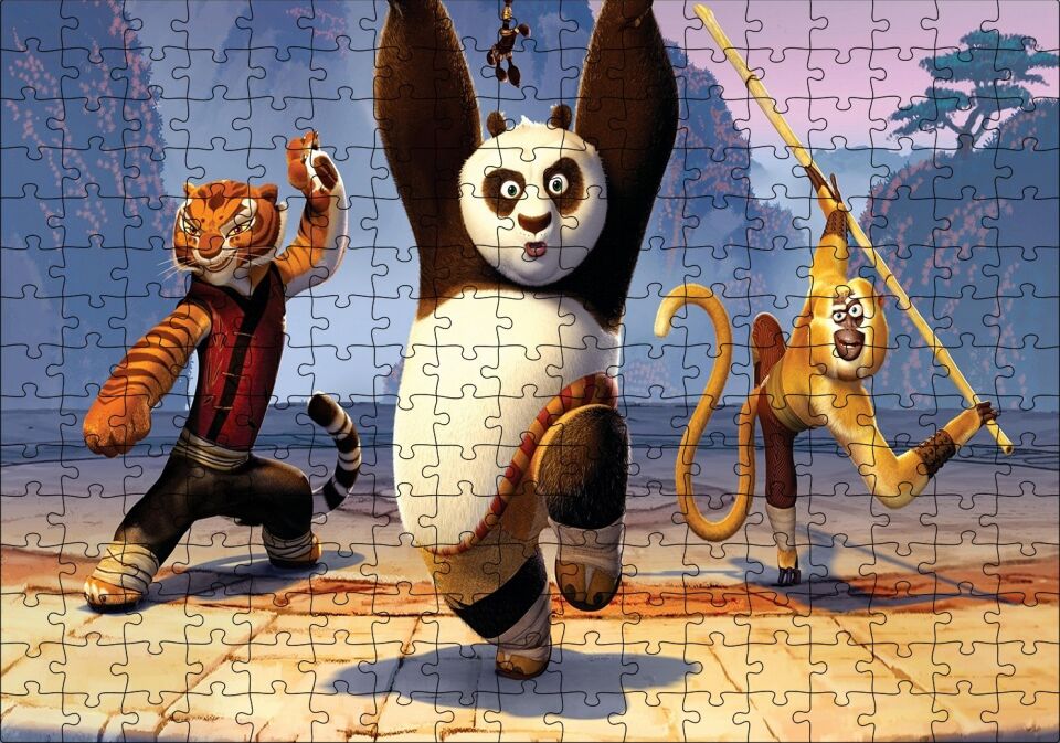 Kung Fu Panda 3 Usta Panda Puzzle Yapboz MDF Ahşap 255 Parça 34 cm X 49 cm