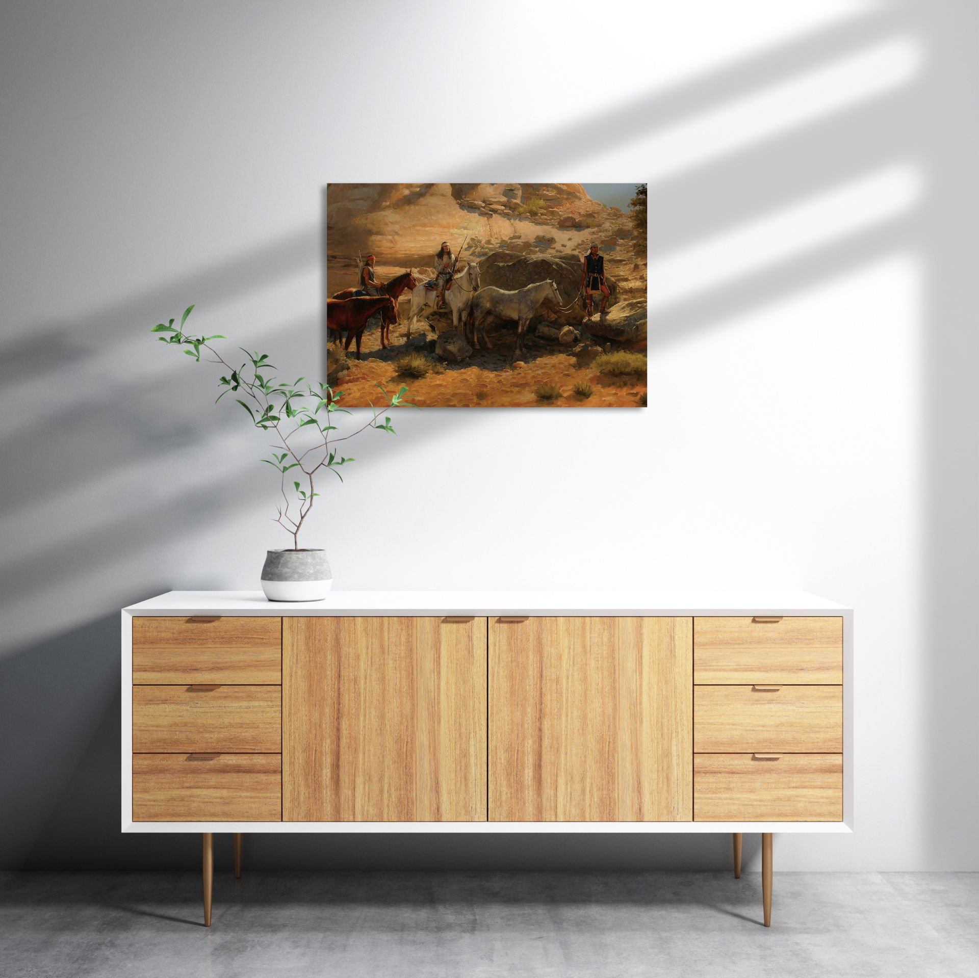 Atlı Kızılderililer MDF Akşap Duvar Tablo 50x70 cm