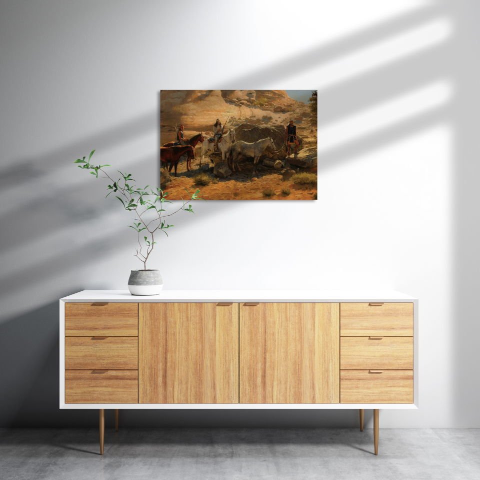 Atlı Kızılderililer MDF Akşap Duvar Tablo 50x70 cm