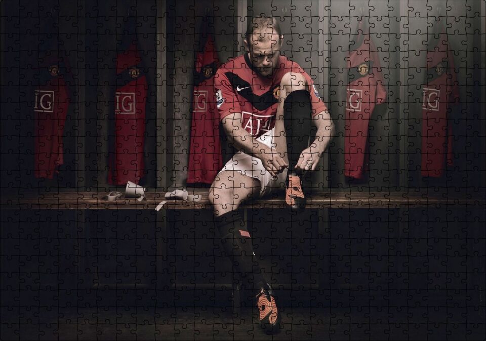 Wayne Rooney Manchester United Futbolcu Puzzle Yapboz MDF Ahşap 500 Parça 49 cm X 68 cm