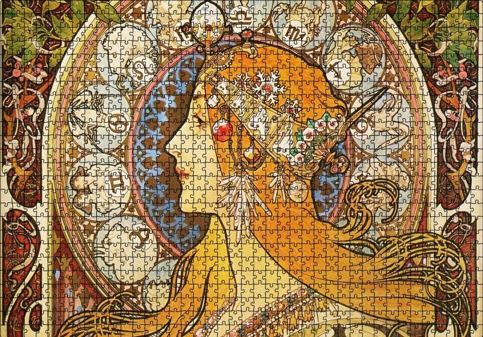 Astrolog Kadın ve Burçlar Puzzle Yapboz MDF Ahşap 1000 Parça 49 cm X 68 cm