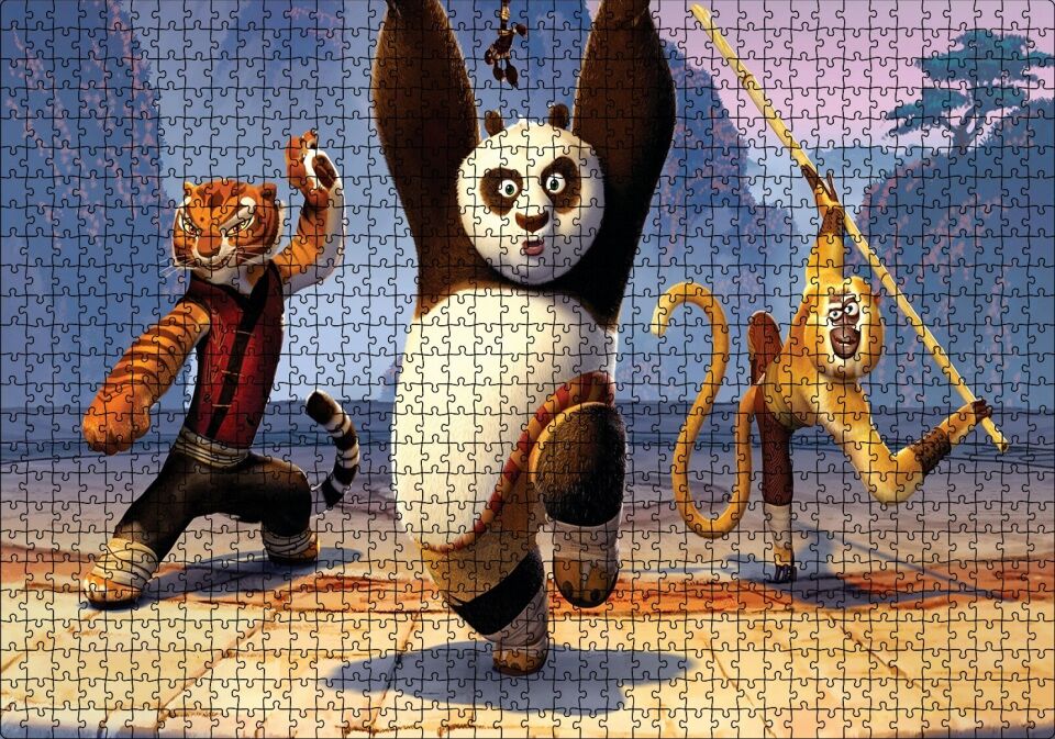Kung Fu Panda 3 Usta Panda Puzzle Yapboz MDF Ahşap 1000 Parça 49 cm X 68 cm