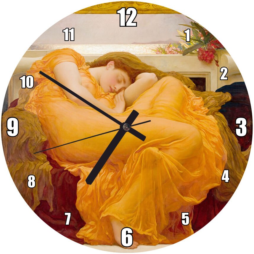 Haziran Alevi Flaming June Eseri Görseli Mdf Ahşap Duvar Saati 30 cm Çap