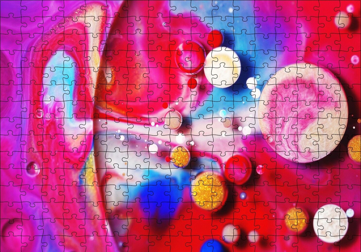 Küreler Hücreler ve Renk Topları Puzzle Yapboz MDF Ahşap 255 Parça 34 cm X 49 cm