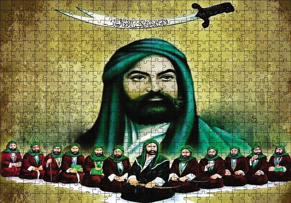 Hz Ali ve on iki İmamlar Puzzle Yapboz MDF Ahşap 500 Parça 49 cm X 68 cm
