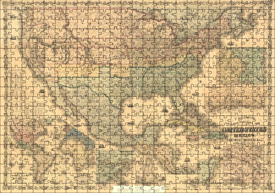 Amerika Birleşik Devletleri Haritası 1862 Puzzle Yapboz MDF Ahşap 500 Parça 49 cm X 68 cm