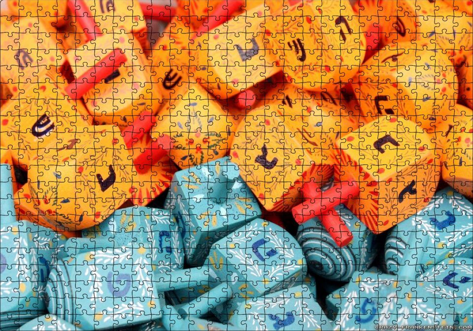 Renkli ve Harfli Minik Topaçlar Puzzle Yapboz MDF Ahşap 500 Parça 49 cm X 68 cm