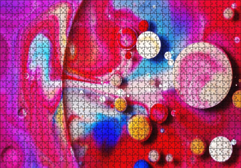Küreler Hücreler ve Renk Topları Puzzle Yapboz MDF Ahşap 1000 Parça 49 cm X 68 cm