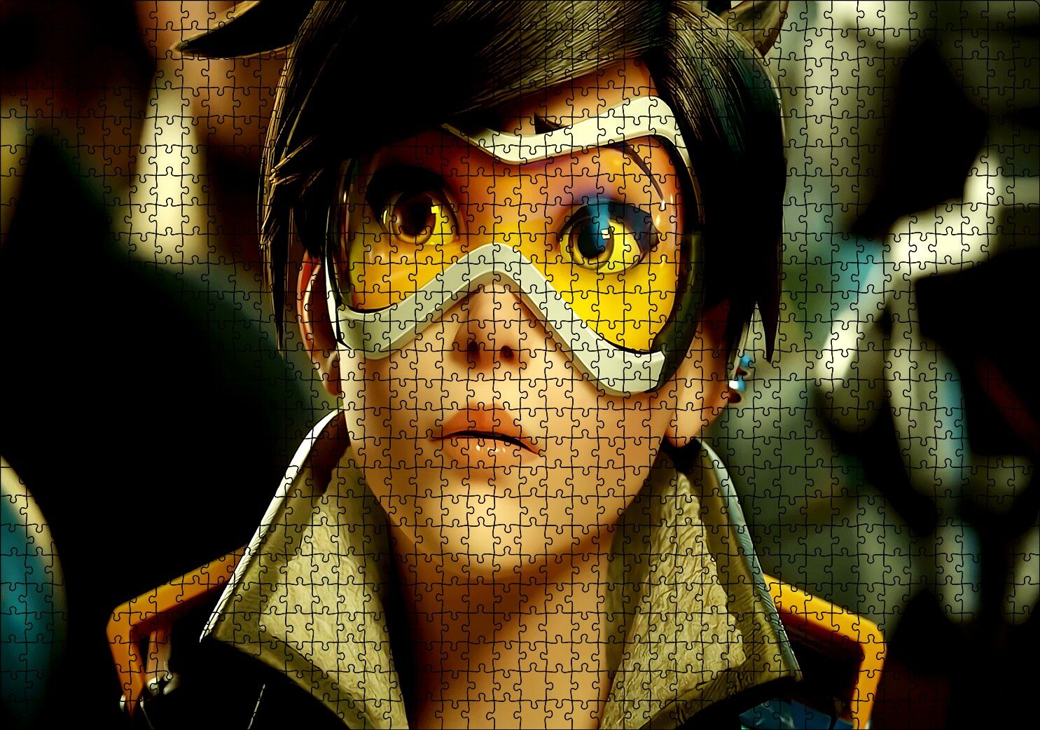 Overwatch Agent Tracer Oyunları Görseli Puzzle Yapboz MDF Ahşap 1000 Parça 49 cm X 68 cm