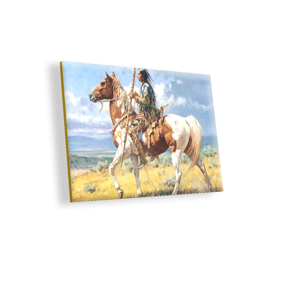 Atlı Avcı Kızılderili MDF Akşap Duvar Tablo 35x50 cm