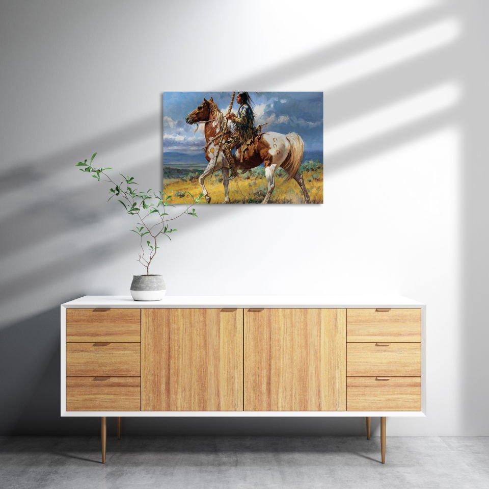 Atlı Avcı Kızılderili MDF Akşap Duvar Tablo 35x50 cm