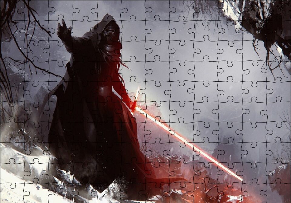 Yıldız Savaşları Darth Vader ve Işın Kılıcı Puzzle Yapboz MDF Ahşap