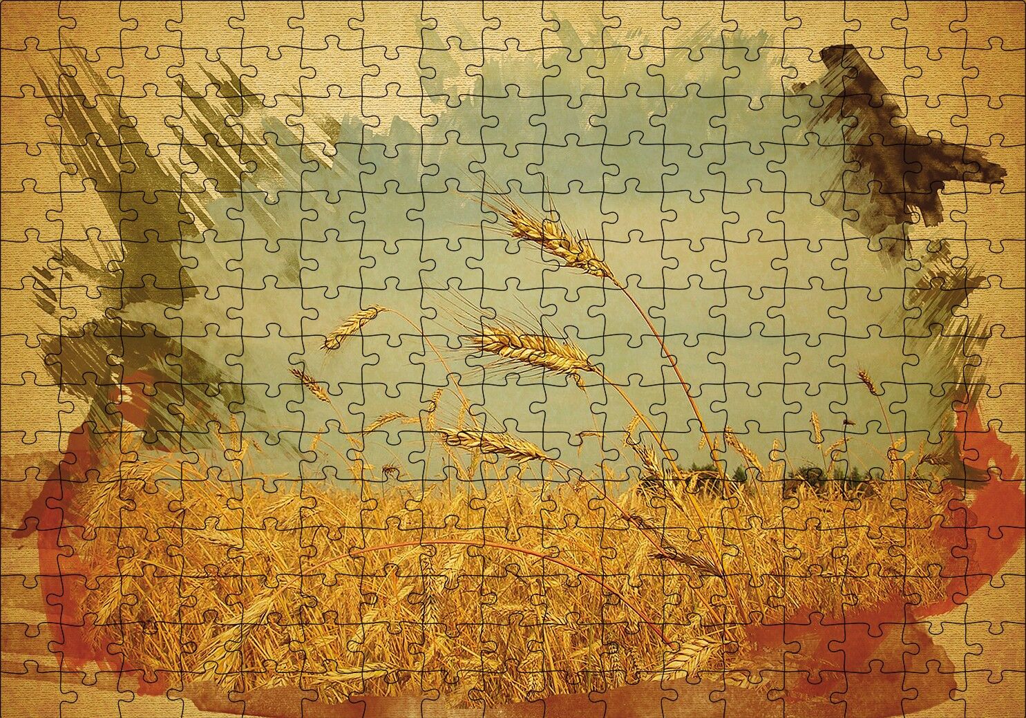 Buğday Başaklar Puzzle Yapboz MDF Ahşap 255 Parça 34 cm X 49 cm