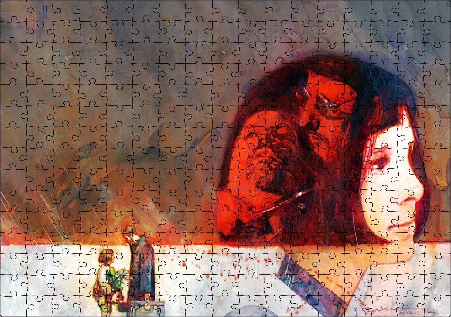 Leon Mathilda Suluboya Efektli Sahneler Puzzle Yapboz MDF Ahşap 255 Parça 34 cm X 49 cm