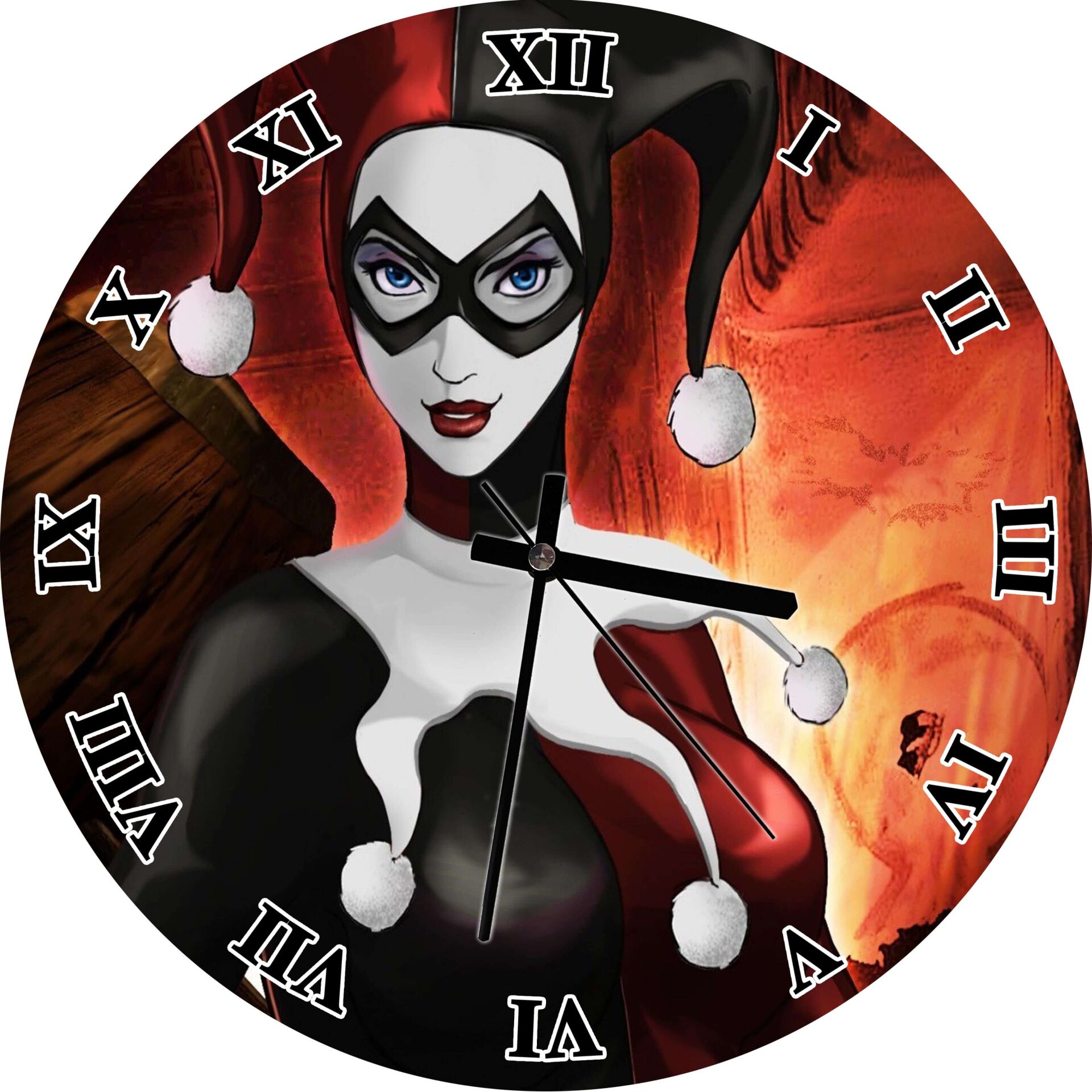 Harley Quinn Maskeli Mdf Ahşap Duvar Saati
