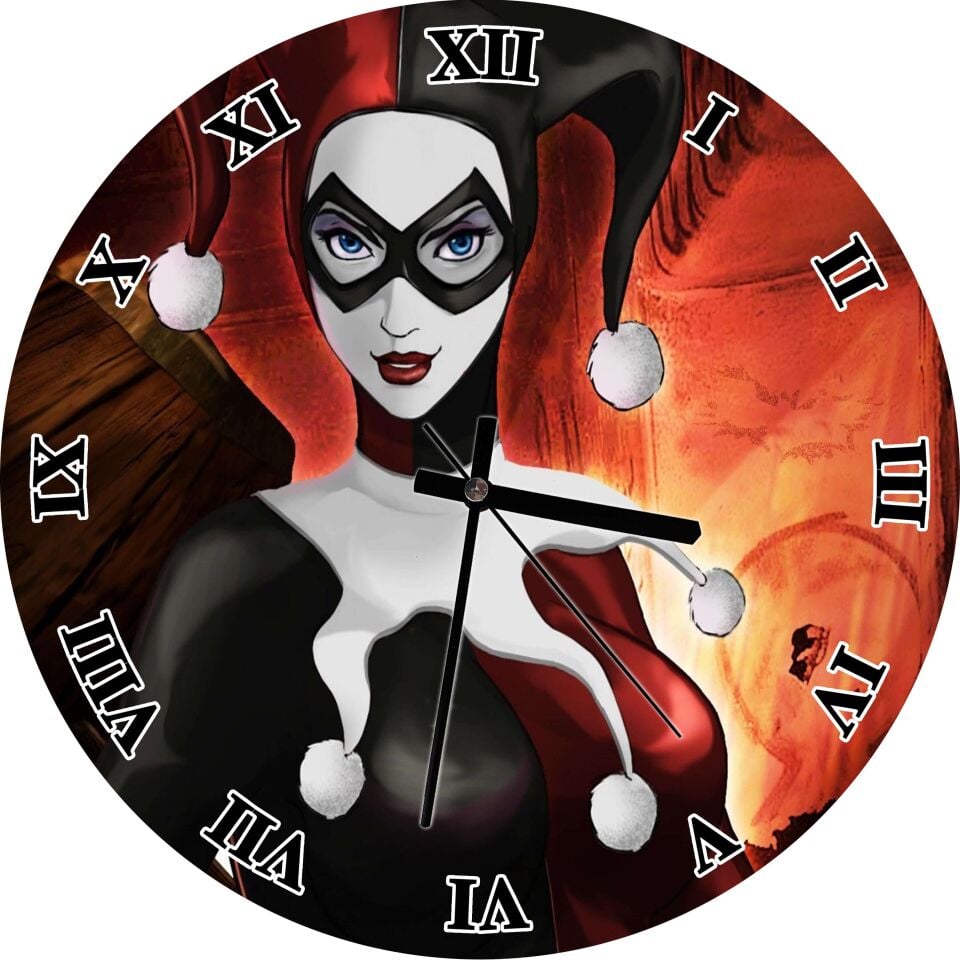 Harley Quinn Maskeli Mdf Ahşap Duvar Saati