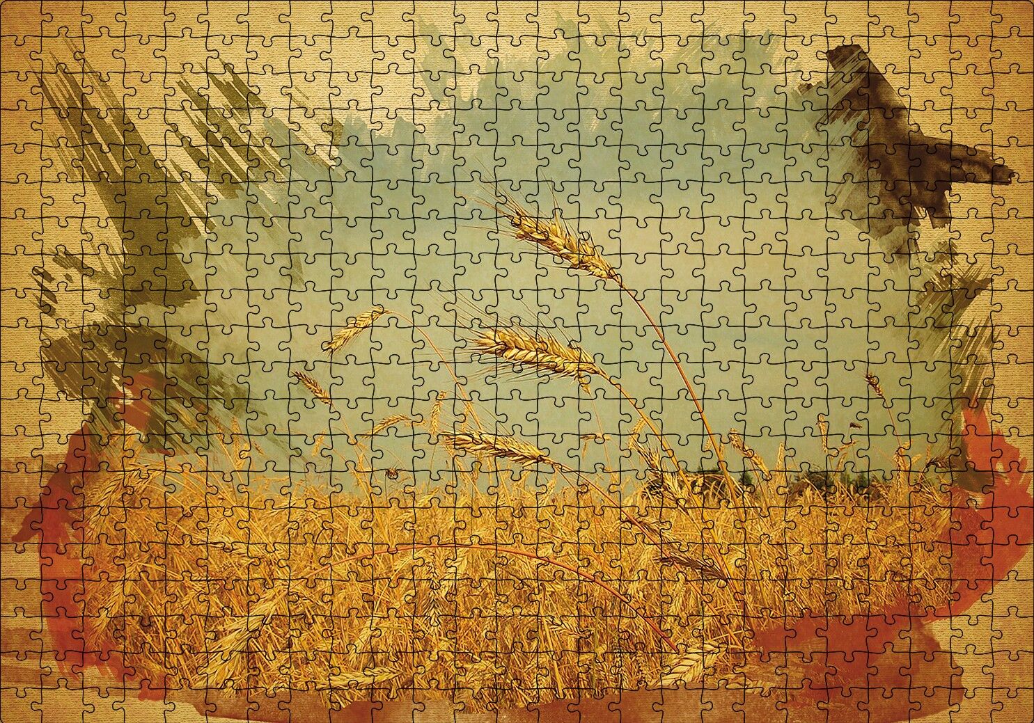Buğday Başaklar Puzzle Yapboz MDF Ahşap 500 Parça 49 cm X 68 cm